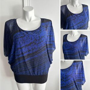 Blue and Black Blouse, AB Studio, Size Large